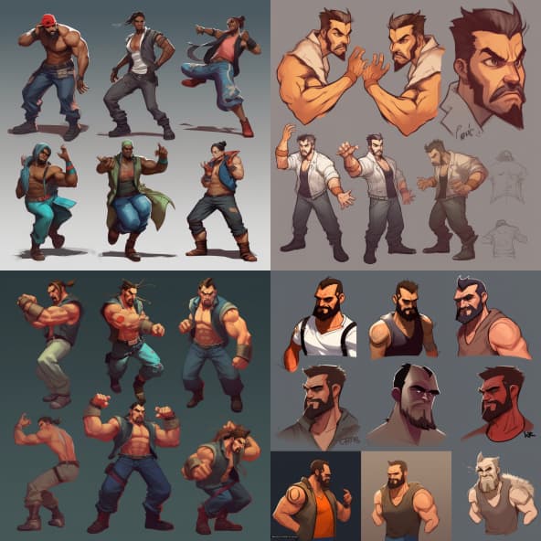 Creative beat'em up game characters