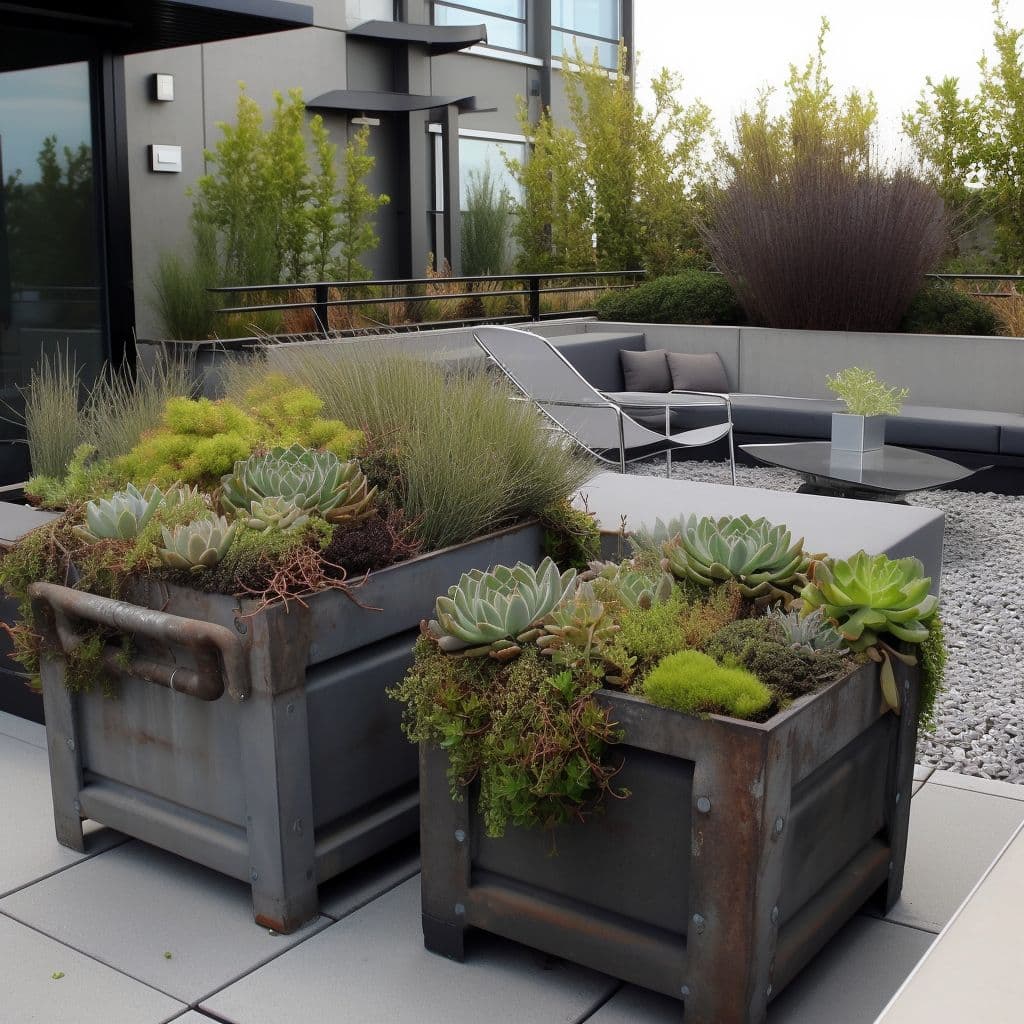 Industrial Chic Rooftop Garden